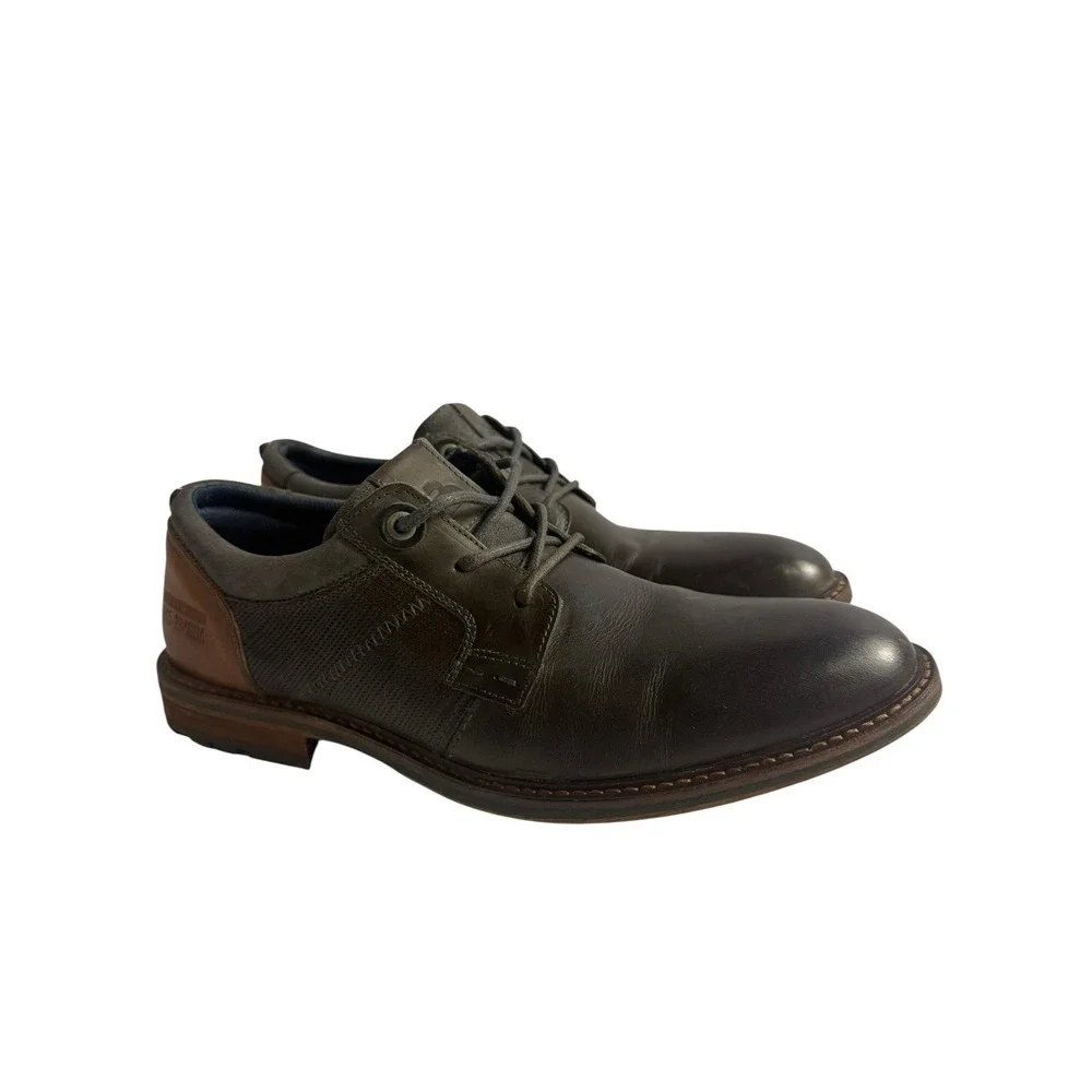 Bull‎ Boxer Davis Gray & Cognac Distressed Leather Oxford Dress Shoes Size 10